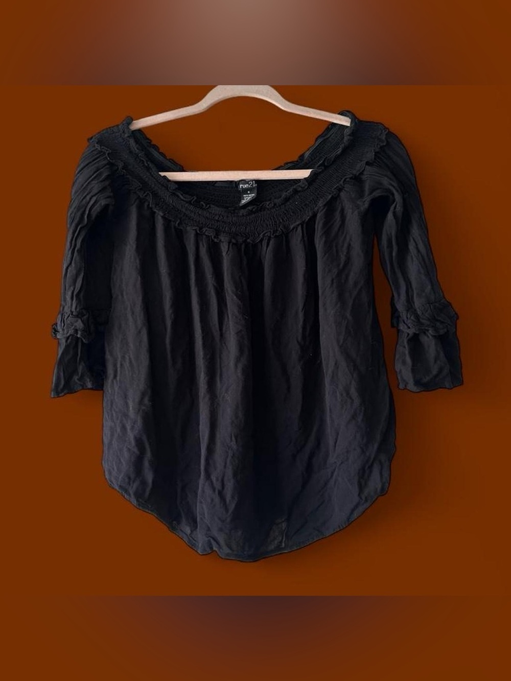 Rue21 Black Ruffle Off-Shoulder Blouse